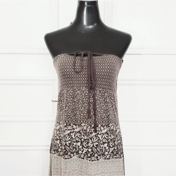 Vintage L.O.G.G Brown/Sandy Paisley Boho Maxi Dress - Picture 7 of 15